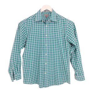 Eddie Bauer Shirt Mens Medium Green‎ Plaid Long Sleeve Button Down Cotton